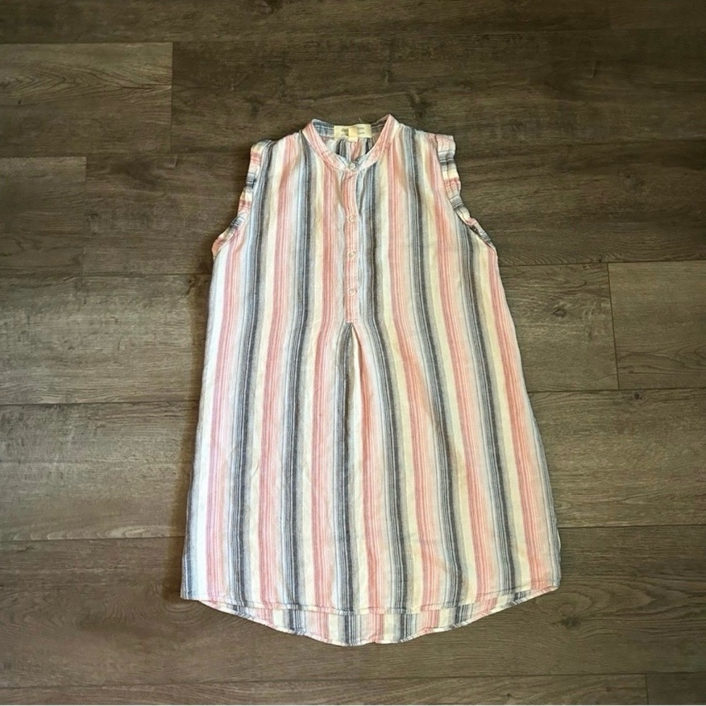 Cloth & Stone Casual Anthropologie Linen Sleeveless Shirt Dress Size Medium